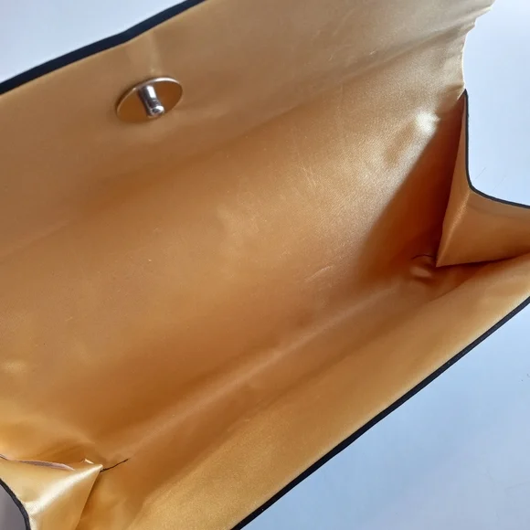 Sold**Black Gold Evening Lace Satin Formal Purse Clutch - Picture 6 of 6